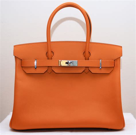 pre-owned hermes birkin 30 epsom silver orange